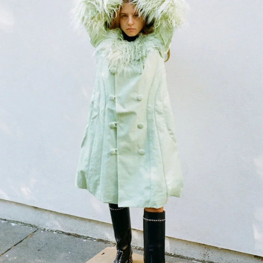 House of Sunny "Penny" mint green statement coat - Picture 4 of 10